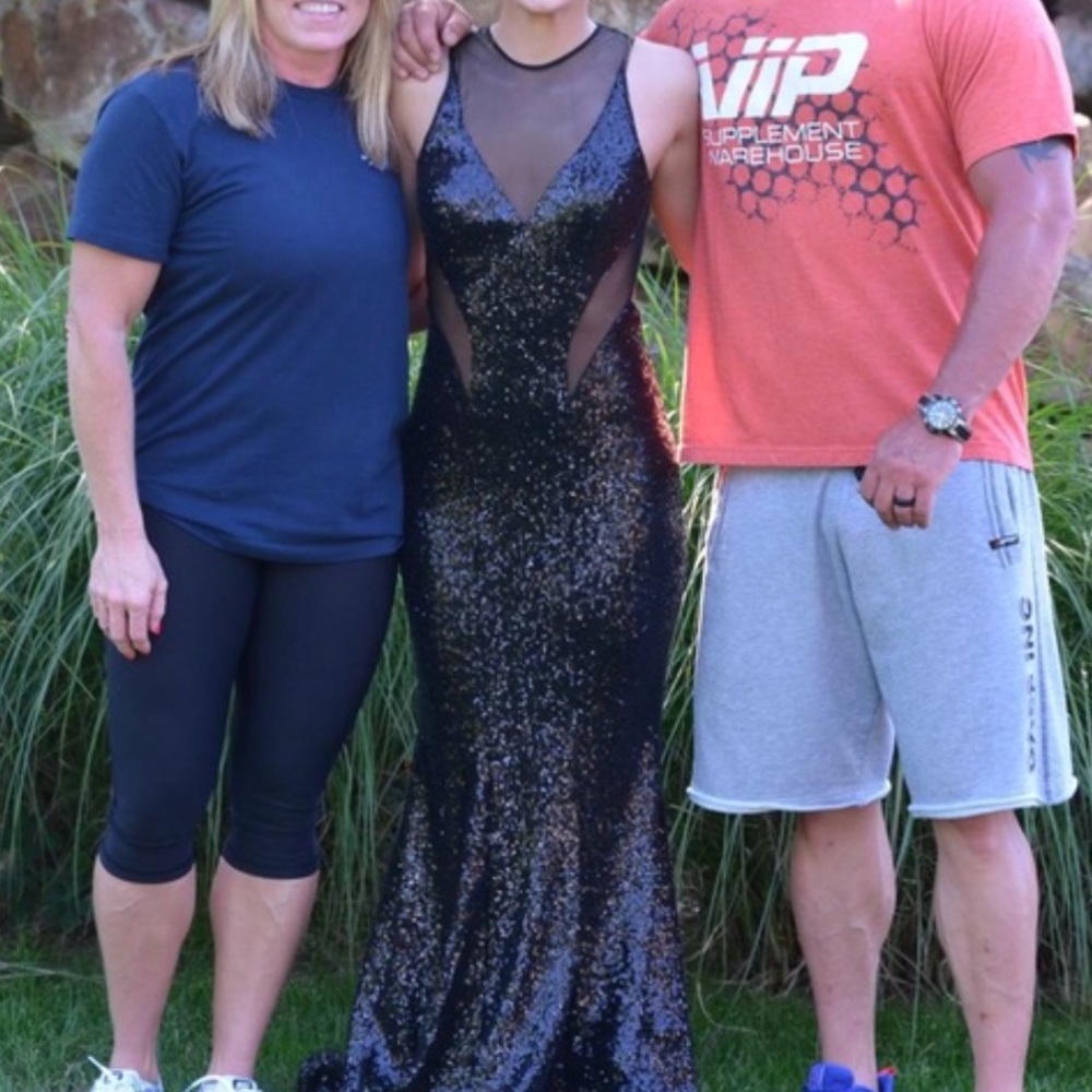 Faviana mesh sequin dress
